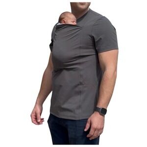 LALABU Dad Shirt Medium Gray Babywearing Kangaroo Short Sleeve Carrier Shirt